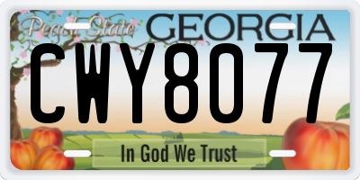 GA license plate CWY8077