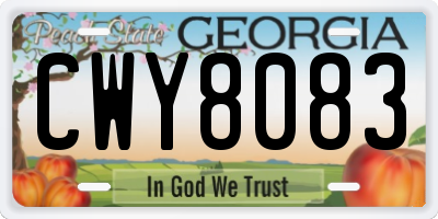 GA license plate CWY8083