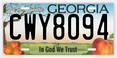 GA license plate CWY8094