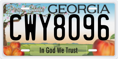 GA license plate CWY8096