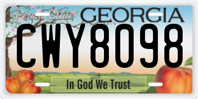 GA license plate CWY8098