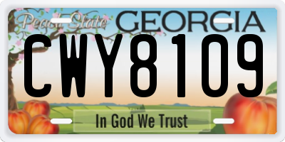 GA license plate CWY8109