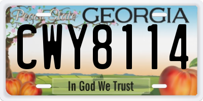 GA license plate CWY8114