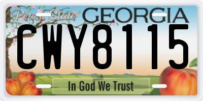 GA license plate CWY8115