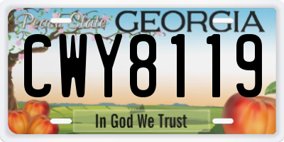 GA license plate CWY8119
