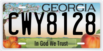 GA license plate CWY8128