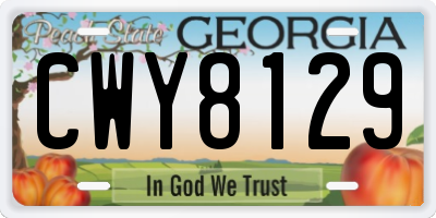 GA license plate CWY8129