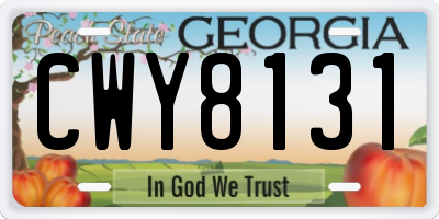 GA license plate CWY8131