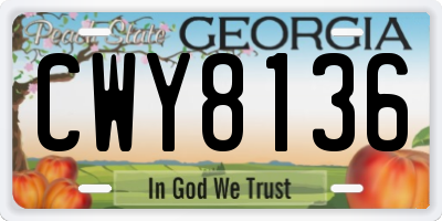 GA license plate CWY8136