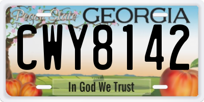 GA license plate CWY8142