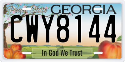 GA license plate CWY8144