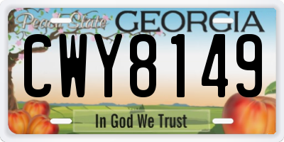 GA license plate CWY8149