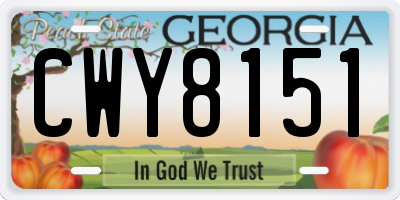 GA license plate CWY8151