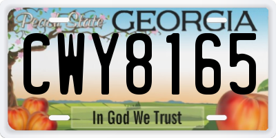 GA license plate CWY8165