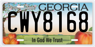 GA license plate CWY8168