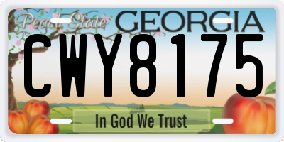 GA license plate CWY8175