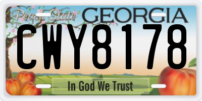GA license plate CWY8178