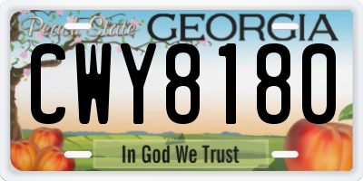 GA license plate CWY8180