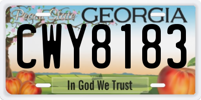 GA license plate CWY8183