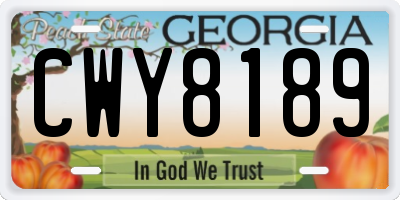 GA license plate CWY8189