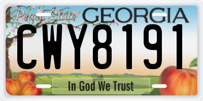 GA license plate CWY8191