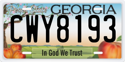 GA license plate CWY8193