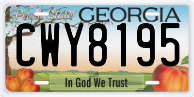 GA license plate CWY8195