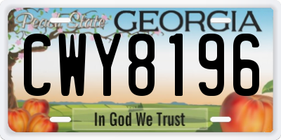 GA license plate CWY8196