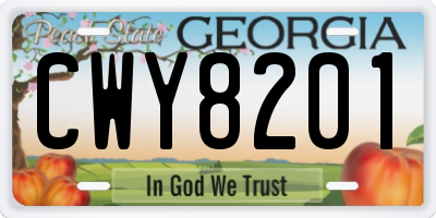 GA license plate CWY8201