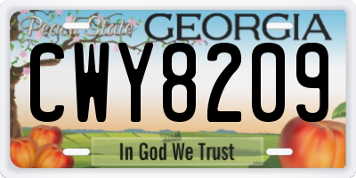 GA license plate CWY8209