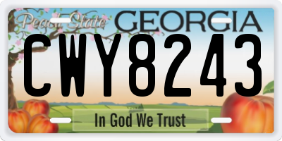 GA license plate CWY8243