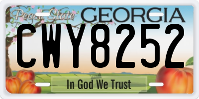 GA license plate CWY8252