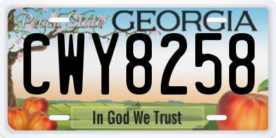 GA license plate CWY8258