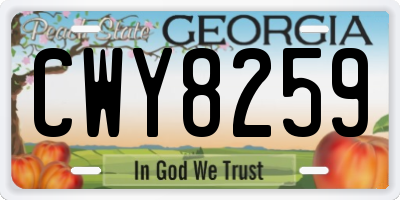 GA license plate CWY8259