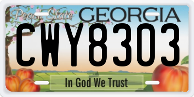 GA license plate CWY8303