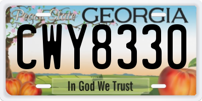 GA license plate CWY8330