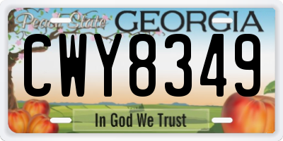 GA license plate CWY8349