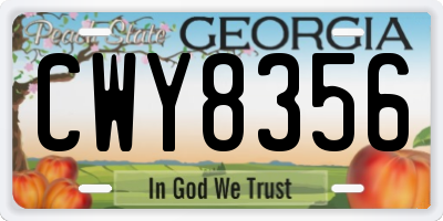 GA license plate CWY8356