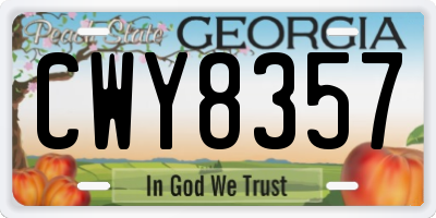 GA license plate CWY8357
