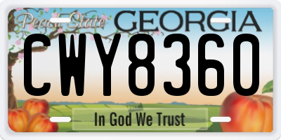 GA license plate CWY8360