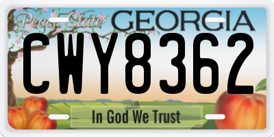 GA license plate CWY8362