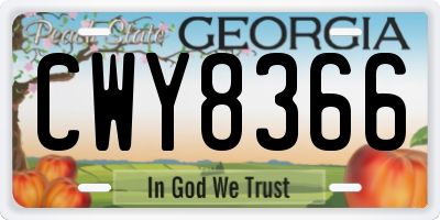 GA license plate CWY8366