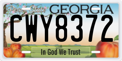 GA license plate CWY8372