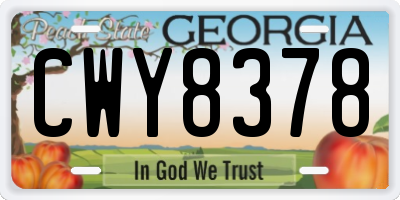 GA license plate CWY8378