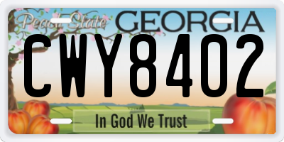 GA license plate CWY8402