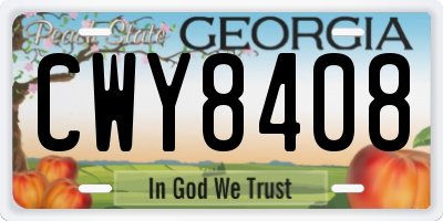 GA license plate CWY8408