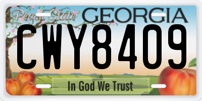 GA license plate CWY8409