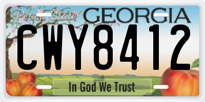 GA license plate CWY8412