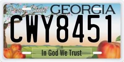 GA license plate CWY8451