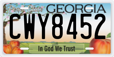 GA license plate CWY8452